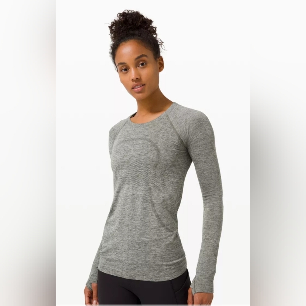 lululemon athletica Heathered Grey Long Sleeve Seamless Tee
